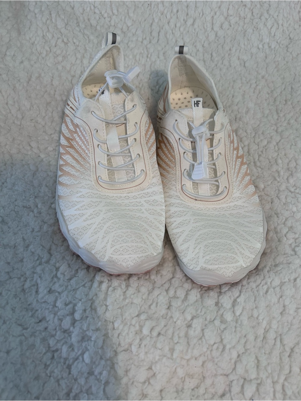 White Athletic Sneakers with Light Pink Accents